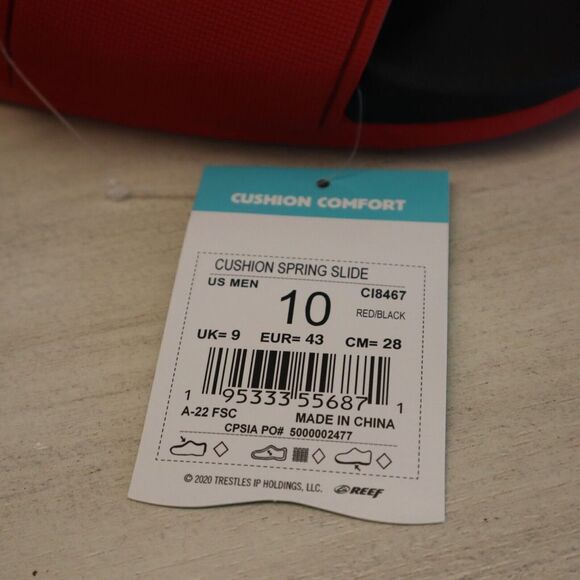 Reef CI8467 Men's Sz 10 Red/Black Cushion Spring Slip-On Slides - Picture 3 of 10